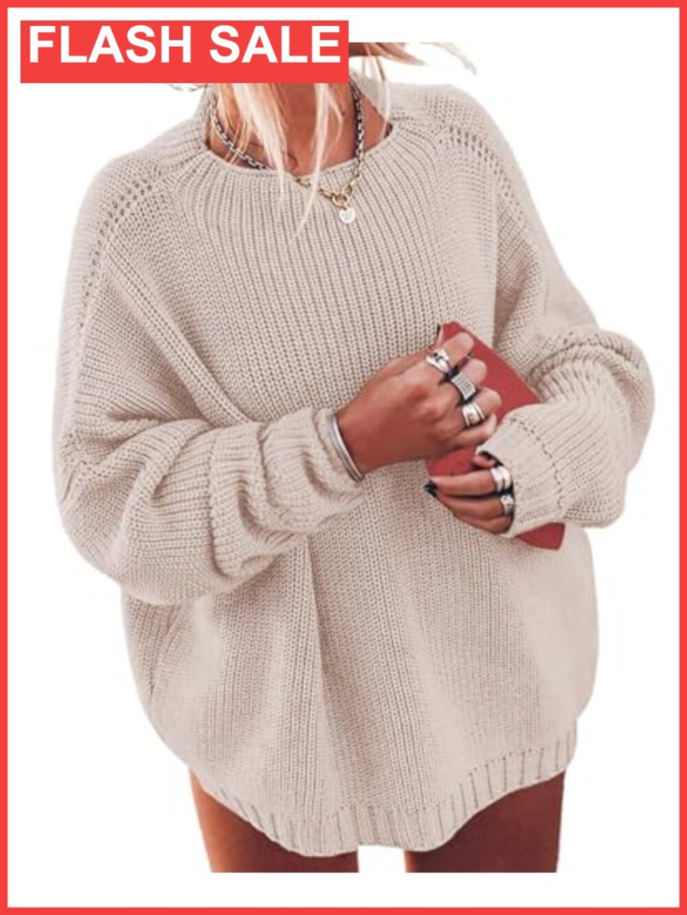 Oversized Batwing Sleeve Boat Neck Chunky Knit Pullover Sweater